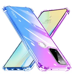 【迅速発送】OPPO Reno5 A ケース クリア 透明 TPU ソフトケース 耐衝撃 軽・薄 全面保護 黄ばみなし グラデーション レンズ保護 傷防止 滑り防止 フィット感 オッポ リノ5a 5g スマホケース パープル+ブルー SJ76.122