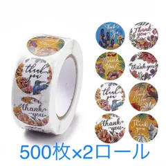 サンキューシール　8 模様　500枚×2ロールセット　紙サンキューステッカーロール ラウンドドットデカール 封筒用 ギフトバッグ カード封印 鳥の模様  直径25mm 500枚 /ロールのサムネイル