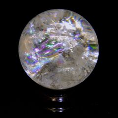 レインボー水晶　52ｍｍ丸玉　台座付き　　☆パワーストーン スフィア