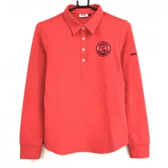 フィラゴルフ 長袖ポロシャツ レッド 星柄地模様 ロゴネイビー 微起毛 レディース L ゴルフウェア FILA GOLF