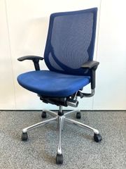 オカムラ　ゼファーチェア　可動肘　ブルー　メッシュ　デスクチェア　OAチェア　事務イス　在宅　テレワーク　定価12万