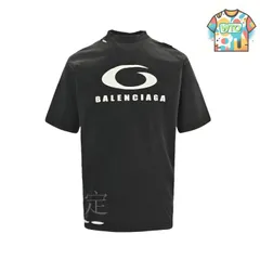 【今日WTO】Balenciaga 25SS ホワイトリングプリント破れワッシュ T シャツ-MO30