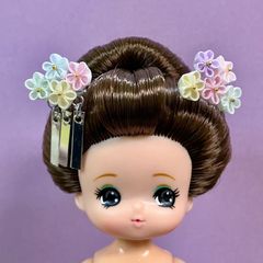 人形用つまみ細工かんざし  みきちゃんまきちゃん　リカちゃん　日本髪