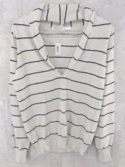 ◇ GALERIE VIE ボーダー ウール ニット 長袖 Vネック セーター サイズ1 ベージュ ネイビー レディース  【1002800849321】