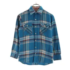 アロー 70s ヴィンテージ チェック柄 長袖 シャツ 14 ブルー系 ARROW メンズ 【中古】  【231020】