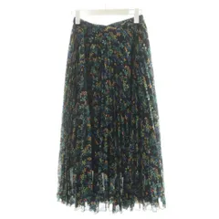 ユナイテッドアローズ UNITED ARROWS プリーツスカート ミモレ ロング 花柄 36 黒 ブラック 緑 グリーン 1524-270-4747 /AN53