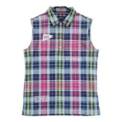 サイズ：1 PEARLY GATES パーリーゲイツ 2023年モデル ノースリーブ ポロシャツ チェック柄 ブルー系 [240101507869] ゴルフウェア レディース ストスト