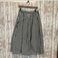 【フォロー割引20%】  GU レディース ロング フレア スカート 大きいサイズ  ギンガム 黒 白 ギンガムチェック XL 【a0180】