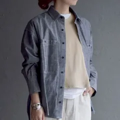 【新品】apartment department シャンブレーデニム ワークシャツ デニムブルーのサムネイル
