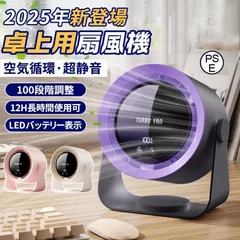 扇風機 小型 卓上扇風機 壁掛け 100段階風量 90°調整 空気循環 LED表示 デスクファン コードレス USB充電式 静音 強風 熱中症対策のサムネイル