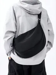 バッグ メンズ ショルダーパック ポリエステル 単色 ブラック ショルダーバッグ/クロスボディ、シンプルスタイル、デート、旅行、学校など、スリングバッグ サイドバッグ ホリデー旅行必需品 夏のギフト ボーイフレンド