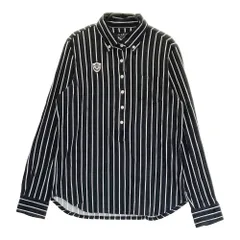 サイズ：0 PEARLY GATES パーリーゲイツ  長袖ポロシャツ ボタンダウン ストライプ柄 ブラック系 [240101391908]# ゴルフウェア レディース ストスト