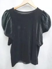 ◇ ViS ビス ベロア調 五分袖 カットソー サイズF ブラック レディース P  【1407100013470】