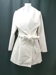 ■ ◎ rienda リエンダ Vネック 起毛 裏地 シンプル オシャレ カジュアル 長袖 コート サイズM ホワイト レディース E  【1307260043679】