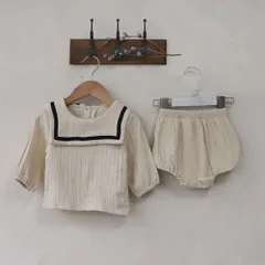 ☆ アイボリー ☆ 90cm ☆ ベビースーツ ベビー セットアップ 女の子 ベビースーツ ベビーセットアップ スーツ 男の子 上下セット フォーマル セーラー服 かぼちゃパンツ 半ズボン ショートパンツ 赤ちゃん ベビー服 入園式 おしゃれ かわいい