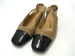 Salvatore Ferragamo フェラガモ ダブルガンチーニ レザー バックストラップ ヒール パンプス サイズ6(約23cm) 靴 ベージュ系 DI3617