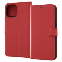 iPhone 12 Pro Max 耐衝撃 手帳型ケース シンプル マグネット/レッド