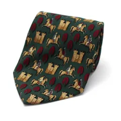 サルヴァトーレ・フェラガモ シルク ネクタイ グリーン 乗馬柄 中古