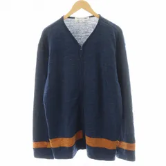 コムデギャルソンシャツ COMME des GARCONS SHIRT ニット セーター ジップアップ バイカラー L オレンジ 紺 ネイビー /AN26のサムネイル