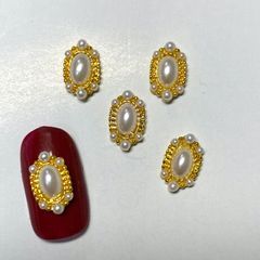 ネイルパーツ 高品質 パール オーバル ネイルジュエリー 5個セット 約10ミリ