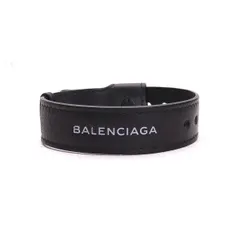 BALENCIAGA パーティーロゴレザーブレスレット ブラックのサムネイル