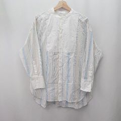 ◇ ⊂Φ MOUSSY マウジー 綿100% ストライプ柄 長袖 ブラウス サイズF ホワイト ライトブルー レディース E  【1506190011950】