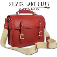 シルバーレイククラブ SILVER LAKE CLUB オイルレザー ショルダーバッグ B5 メンズ レッド系 赤 日本製 定価44,000円 エイジング 風合い感 牛革 オールレザー