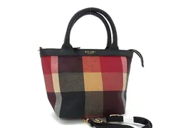 ■新品■未使用■ BLUE LABEL CRESTBRIDGE ブルーレーベル クレストブリッジ PVC×レザー ハンドバッグ レッド系×ブラック系 FG8889