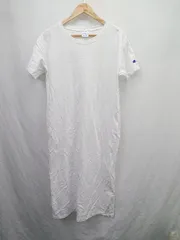◇ ⊂ Champion チャンピオン ロゴプリント 半袖 膝下丈 ワンピース サイズF ホワイト系 レディース E  【1506190006444】