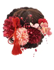 JZOON 髪飾り全九色 浴衣 着物 袴 振袖 和装 成人式 結婚式 卒業式 ヘッドドレス ウェディング ヘアアクせサリー 花クリップ レディース 七五三 7点セット