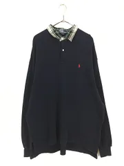 古着 Polo Ralph Lauren ワンポイント ソリッド ワッフル サーマル 長袖 ポロシャツ ロンポロ 紺 L 古着 
