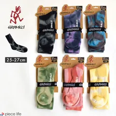 【2024秋冬新作】GRAMICCI グラミチ 靴下 タイダイ ロゴ ワンポイント TIE DYE CREW SOCKS ベーシック クルー ソックス ット ショート メンズ レディース 春夏秋冬 おしゃれ アウトドア  25-27cmSX-M33