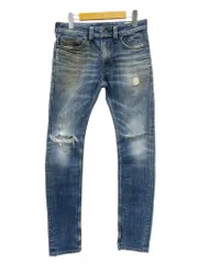 DIESEL (ディーゼル) THANAZ ストレート デニムパンツ ダメージ加工 汚れ加工 0880F 28×34 インディゴブルー メンズ/028