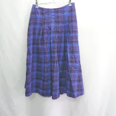 ◇ ⊇ le.coeur blanc ルクールブラン チェック柄 ロング丈 フレア スカート サイズ38 パープル系 レディース E  【1504210003022】