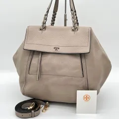 【美品】ToryBurch ハーフムーン ハンドバッグ 2way グレージュ 美品 トリーバーチ☆2way ハーフムーン シボ革 ショルダーバッグ