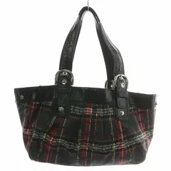 コーチ COACH ハンドバッグ ワンショルダー キャンバス レザー シグネチャー チェック柄 ラメ 総柄 ロゴ 黒 ブラック 赤 レッド F15228 /XZ ■GY18