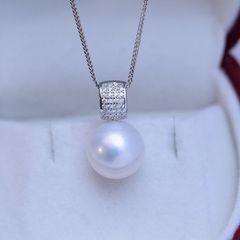 大粒 淡水真珠 ネックレス 12-13mm 真円 極光 クローバー S925 | Mercari