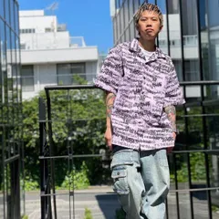 Mサイズ LEFLAH レフラー message collage pattern shirts (PINK) 半袖シャツのサムネイル