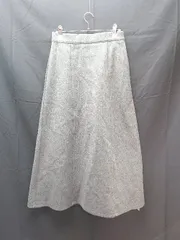 ◇ 新品 ノーブランド ウエストゴム　サイドジップ　起毛 ひざ丈 フレア スカート サイズM グレー系 レディース E  【1304050041389】