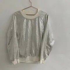 MM6 白 きらめく ラグラン スウェットシャツ L