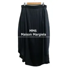 エムエム6 メゾンマルジェラ MM6 Maison Margiela ロングスカート フレアスカート サテン アシンメトリー ロング丈 ミモレ丈 アセテート×レーヨン ブラック サイズ44 レディースのサムネイル