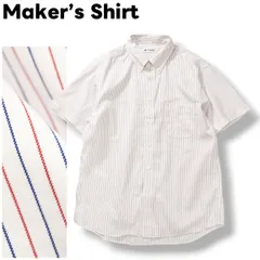 メーカーズシャツ鎌倉 Maker’s Shirt KAMAKURA ピンストライプ柄 半袖 ボタンダウン ドレスシャツ ビジネス カジュアル ビジカジ クールビズ LL メンズ