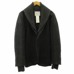 サカイ sacai 美品 再構築 ニットレイヤード ジャケット ドッキング チェック グレー系 2 約Mのサムネイル