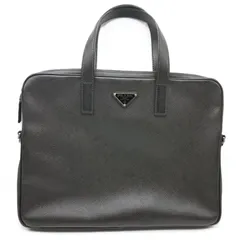 プラダ ブリーフケース サフィアーノ レザー ビジネスバッグ シルバー金具 メンズ 2VE368 PRADA ABランク 中古