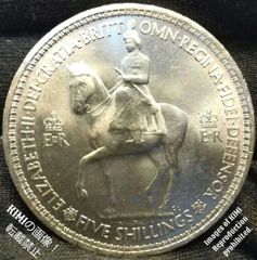 1953年　イギリス　エリザベス2世戴冠式　クラウン白銅貨　英国　5シリング