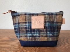 mulberry marche コットンツイード　革タグポーチ   Aキャメル