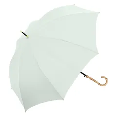 ☆ ミントグリーン ☆ NaturalBasic 8本骨 バンブー無地 60cm ジャンプ傘 8本骨 60cm レディース 雨傘 長傘 傘 かさ カサ 晴雨兼用 婦人傘 バンブーハンドル バンブー手元 無地 丈夫 耐風 軽量 軽い 竹手元 上品 きれいめ