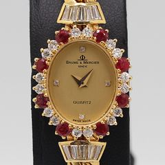 デッドストック級 稼働 美品 ボーム＆メルシエ 4Pダイヤ18K/750 19.8g ゴールド文字盤 QZ レディース腕時計 0014520 6RKT REI ABC16167 KTU