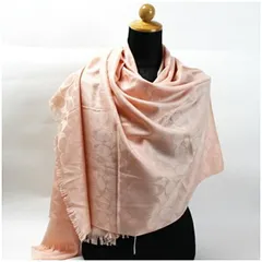 コーチ ウール・シルク ストール ピンク シグネチャー柄 中古 Aランク