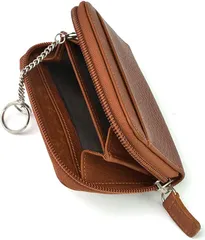 Palmolange 小銭入れ メンズ コインケース 本革 YKK ラウンドファスナー ミニ財布 小さい キーチェーン付き 茶色 キャメル( ブラウン)